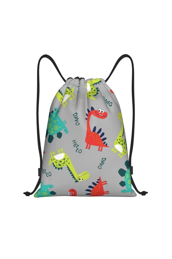Cute Dinosaur Print Drawstring Backpack Bag,Waterproof Draw String Back Sack, Gym Drawstring Bags Swim Bag For Unisex