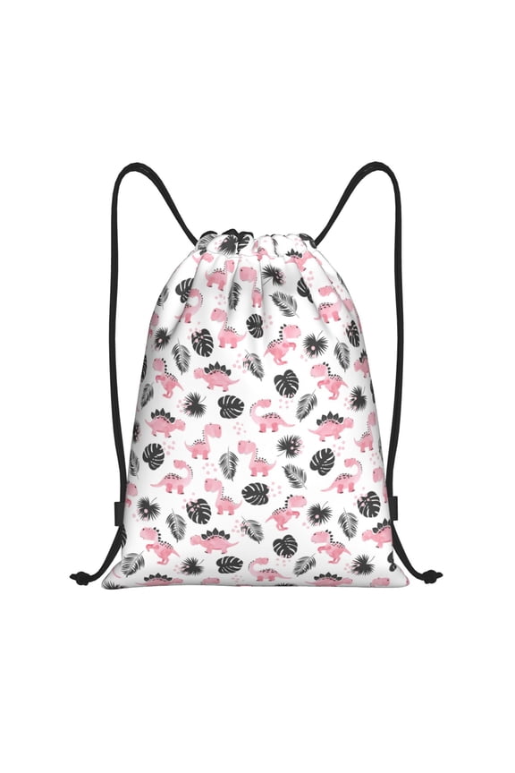 Cute Dinosaur Print Drawstring Backpack Bag,Waterproof Draw String Back Sack, Gym Drawstring Bags Swim Bag For Unisex