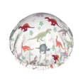 thumbnail image 1 of Kdxio Cute Dinosaur Print Shower Cap for Women,Elastic and Reusable,Double Waterproof Layers Bathing Hat, 1 of 9