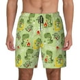 thumbnail image 1 of Kdxio Cute Dinosaurs Cartoon Print Men's Swim Trunks with Compression Liner 7 Inch Inseam Quick Dry Swim Shorts, 1 of 7