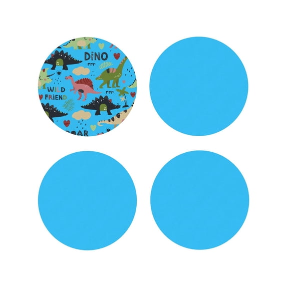 Kdxio Cute Dinosaurs Funny Coasters,4 Pcs Leather Coasters,Housewarming Gifts,Protect Furniture From Water Marks Scratch And Damage