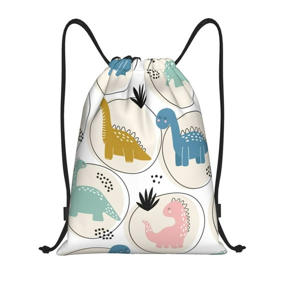 Kdxio Cute Dinosaurs Print Drawstring Backpack Bag,Waterproof Draw String Back Sack, Gym Drawstring Bags Swim Bag For Unisex