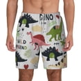 thumbnail image 1 of Kdxio Cute Dinosaurs Print Men'S Swim Trunks With Compression Liner 7 Inch Inseam Quick Dry Swim Shorts, 1 of 7