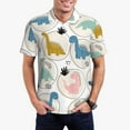 thumbnail image 1 of Kdxio Cute Dinosaurs Print Men's Short Sleeve Polo Shirt,Midweight Men's Shirt, 1 of 5