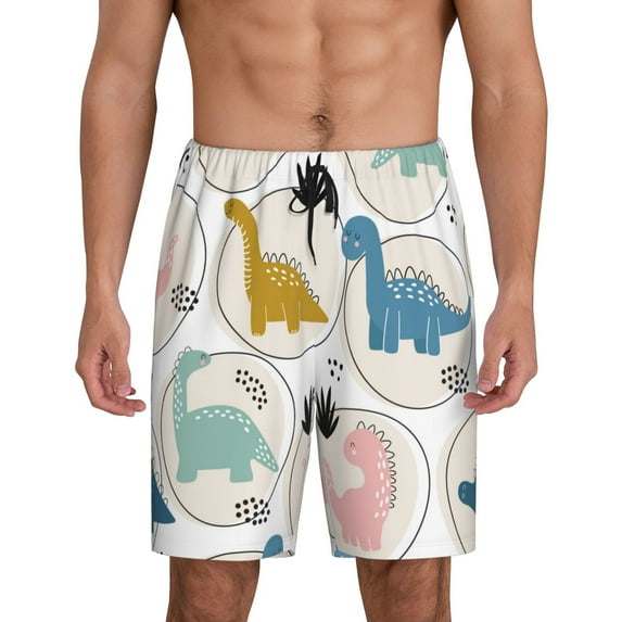 Kdxio Cute Dinosaurs Print Mens Sleep Shorts Bottoms Soft Comfy Pajama Wear Pants with Drawstring Pockets
