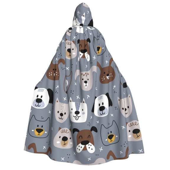 Kdxio Cute Dog Faces Print Hooded Cloak Unisex Cloak with Hood Halloween Christmas Cape Cosplay Costume