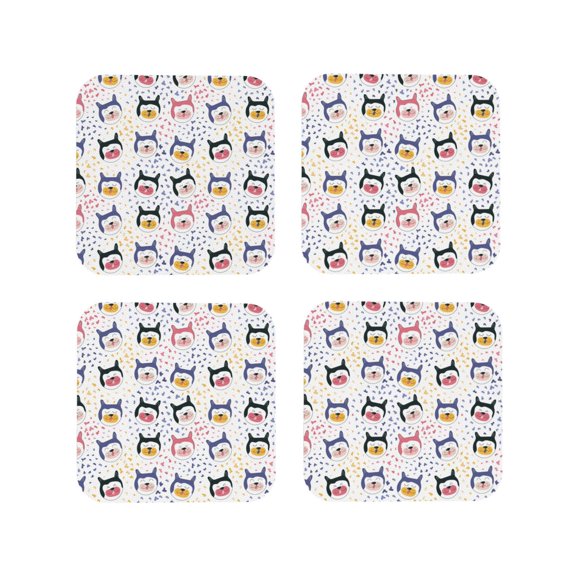 Kdxio Cute Dog Funny Coasters,4 Pcs Leather Coasters,Housewarming Gifts,Protect Furniture from Water Marks Scratch and Damage