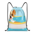 thumbnail image 1 of Kdxio Cute Dog In Bath Print Drawstring Backpack Bag,Waterproof Draw String Back Sack, Gym Drawstring Bags Swim Bag For Unisex, 1 of 5