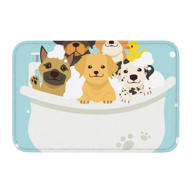 Kdxio Cute Dog In Bathtub,16" x 24", NonSlip Front Door Mats,Outdoor