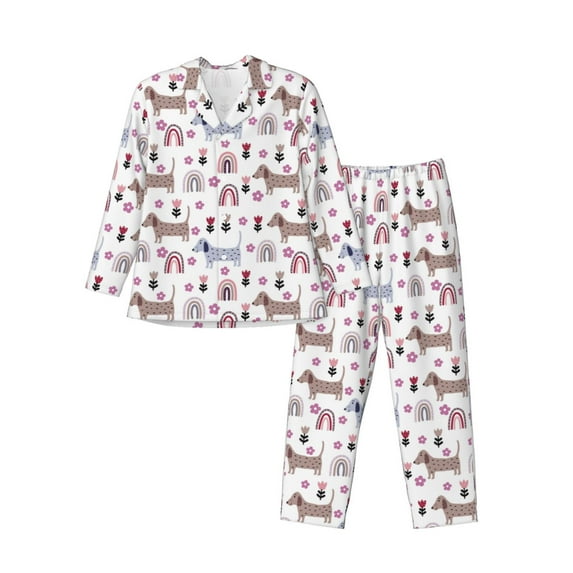 Kdxio Cute Dog Men’s Pajama Set Pajamas For Men 2 Piece PJ Set with Men Pajama Pants and Long Sleeve T-Shirt Lounge Set-Medium
