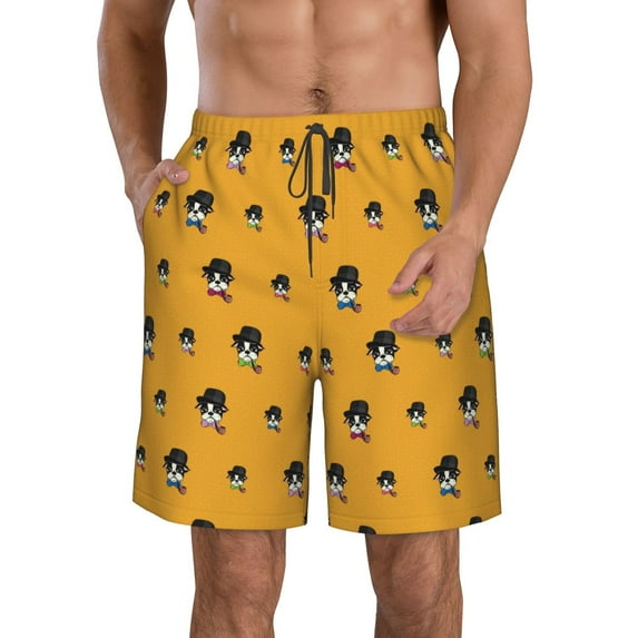 Kdxio Cute Dog Pattern Mens Casual Shorts - Drawstring Summer Beach Sports Shorts for Men