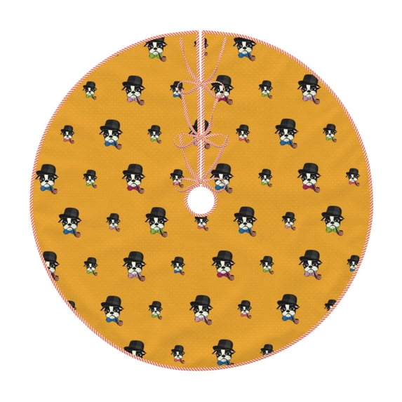Kdxio Cute Dog Print Christmas Tree Skirt Christmas Xmas Tree Skirts Mat for New Year Holiday Christmas Party Decorations-30"