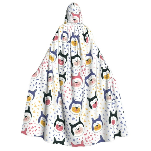Kdxio Cute Dog Print Hooded Cloak Unisex Cloak with Hood Halloween Christmas Cape Cosplay Costume