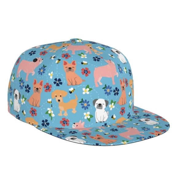 Kdxio Cute Dog Print Snapback Hat for Men Women,Adjustable Baseball Cap
