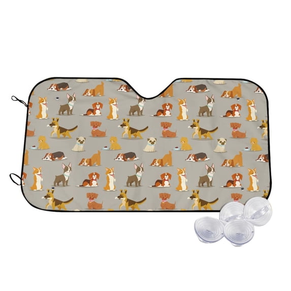 Kdxio Cute Dog Print Windshield Sun Shade,UV Rays and Sun Heat Protection,Sunshade for Car Windshield,Car Shade Front Windshield - Small