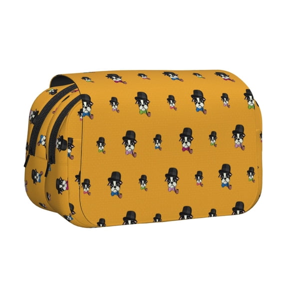Kdxio Cute Dog for Double Compartment Pen Case Oxford Organizer with Zipper Pockets for Students Artists
