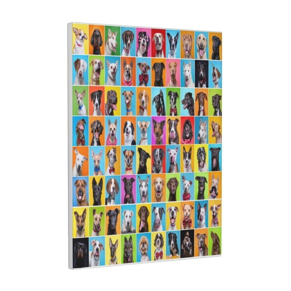 Kdxio Cute Dogs Collage Pattern Canvas Wall Art 12x16 Inches - Waterproof HD Print Solid Wood Frame for Living Room & Bathroom,Vertical