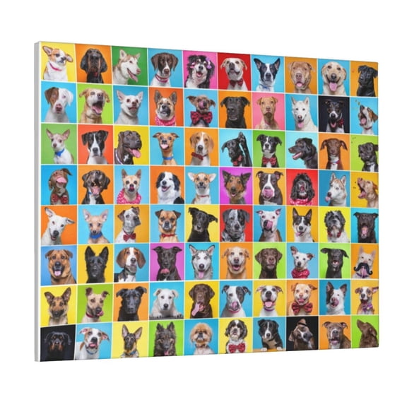 Kdxio Cute Dogs Collage Pattern Canvas Wall Art for Living Room Wall Decor for Bedroom Bathroom Modern Framed Canvas Art Prints Ready to Hang,Horizontal