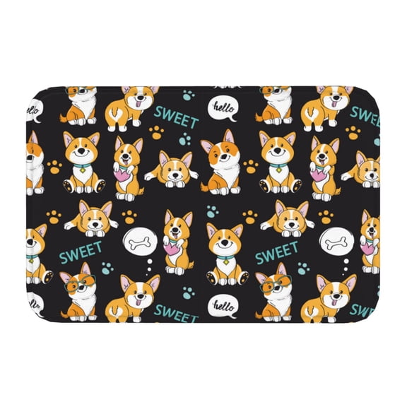 Kdxio Cute Dogs Corgi,16" x 24", Non-Slip Front Door Mats,Outdoor Welcome Mat Washable