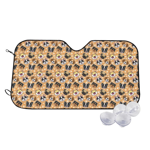 Kdxio Cute Dogs Head Print Windshield Sun Shade,UV Rays and Sun Heat Protection,Sunshade for Car Windshield,Car Shade Front Windshield - Small