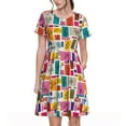 thumbnail image 1 of Kdxio Cute Doodles Pattern Summer Dresses for Women Casual Tshirt Short Sleeve Floral Sundress Beach Cover Ups with Pockets, 1 of 6