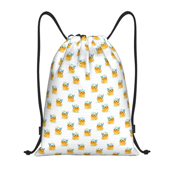 Kdxio Cute Duck Diver Print Drawstring Backpack Bag,Waterproof Draw String Back Sack, Gym Drawstring Bags Swim Bag For Unisex