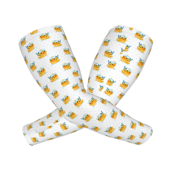 Kdxio Cute Duck Diver Print UV Sun Protection Arm Sleeves - Tattoo Cover Up - Basketball Arm Sleeve UPF 50 Cooling for Men Women