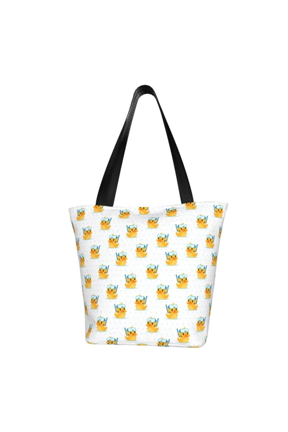 Cute Duck Diver Women Reusable Grocery Bags Foldable Ripstop,Reusable Shopping Bags for Shopping,Gym,Gift