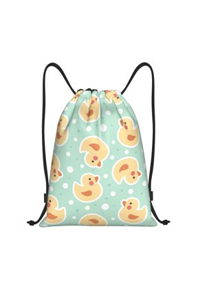 Cute Duck Print Drawstring Backpack Bag,Waterproof Draw String Back Sack, Gym Drawstring Bags Swim Bag For Unisex
