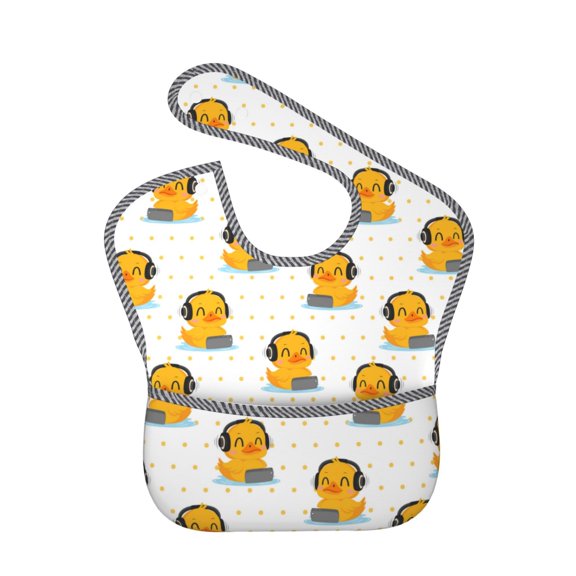Kdxio Cute Duck With Headphone Bibs For Babies, Baby Bibs for Eating, Toddler Bibs, Waterproof Bibs, Feeding Bibs, for Toddlers, Boys, Girls