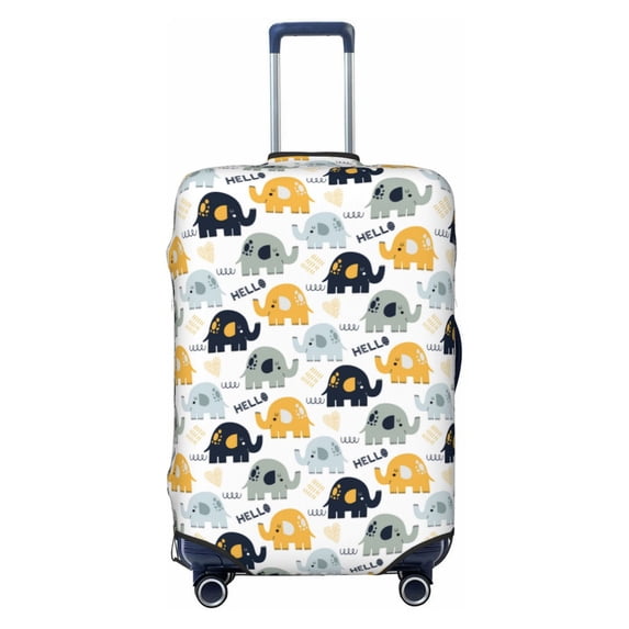 Kdxio Cute Elephant Pattern Luggage Cover for Travel,Elastic and Durable,Fits 18-32 Inch,Anti-Scratch Suitcase Protector-No luggage included