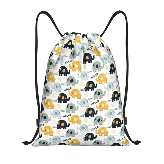 Kdxio Cute Elephant Print Drawstring Backpack Bag,Waterproof Draw String Back Sack, Gym Drawstring Bags Swim Bag For Unisex