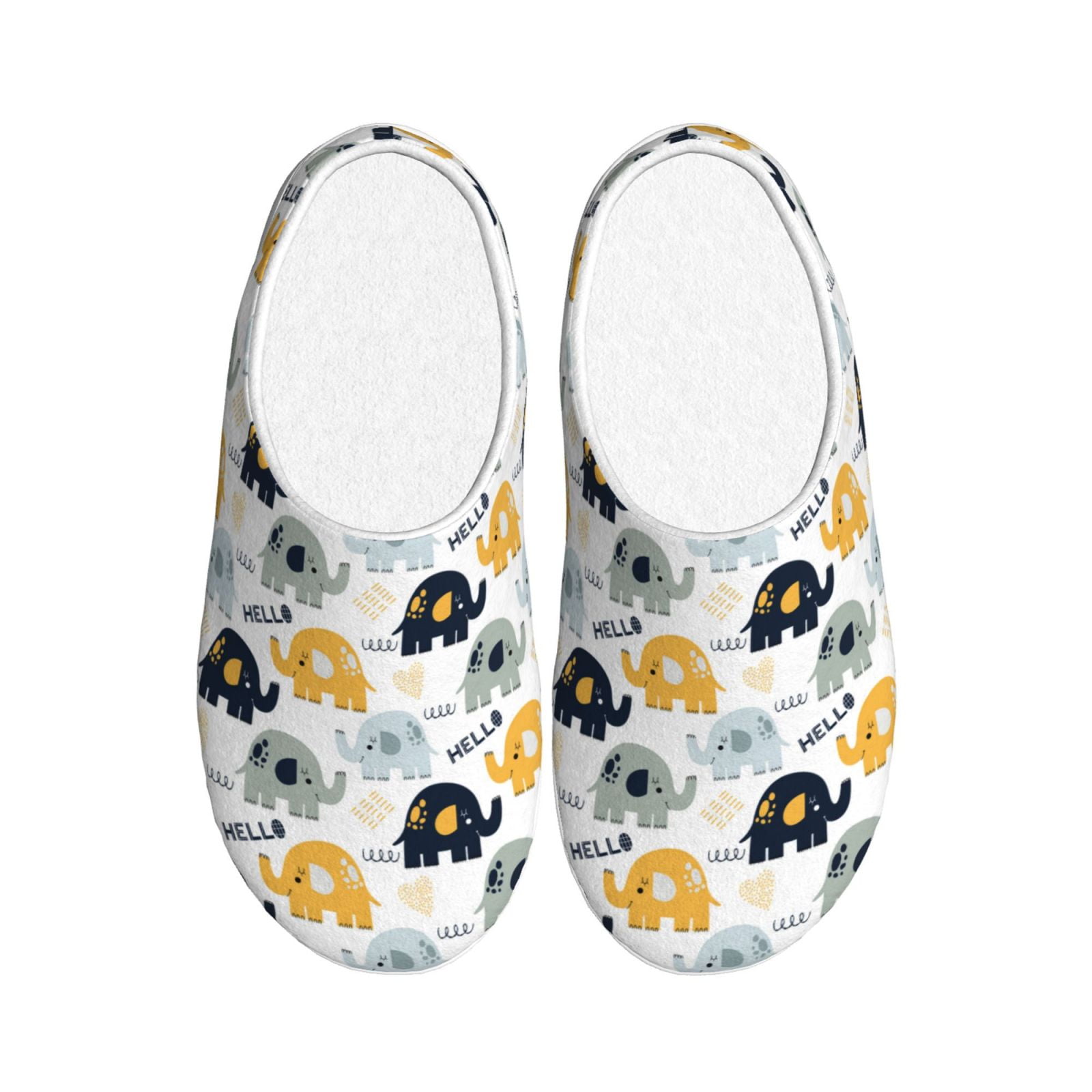Kdxio Cute Elephant Women's Men's Slippers Plush Slip-On House Slipper ...