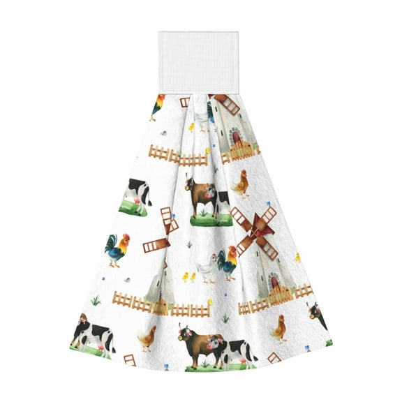 Kdxio Cute Farm Hand Towel with Loop Hanging Towel Absorbent Tie Towels for Kitchen Tea Bar Bathroom Decor