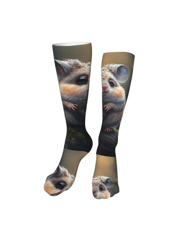 Cute Fat Ball Branch Funny Silky Novelty Funky Long Knee High Socks Soft 3D Print Cosplay Crazy Stockings for Men Women