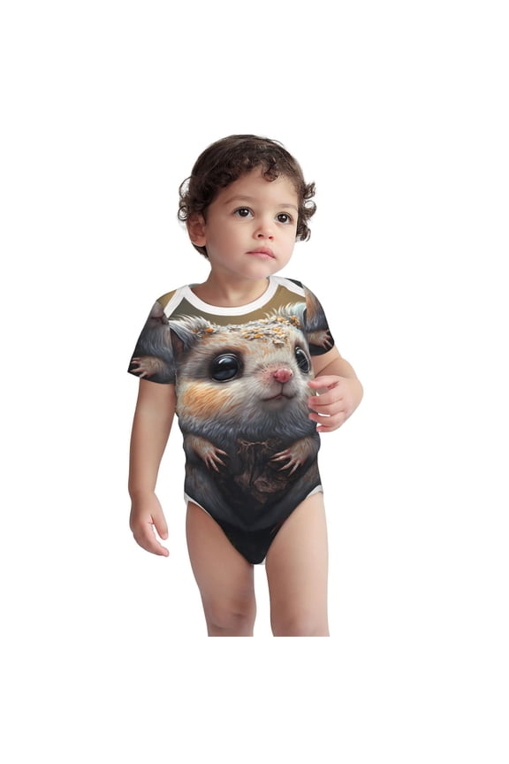 Cute Fat Ball Branch Pattern Unisex Baby Cotton Short Sleeve Bodysuits-2 Years