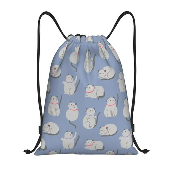 Kdxio Cute Fat Cat Print Drawstring Backpack Bag,Waterproof Draw String Back Sack, Gym Drawstring Bags Swim Bag For Unisex