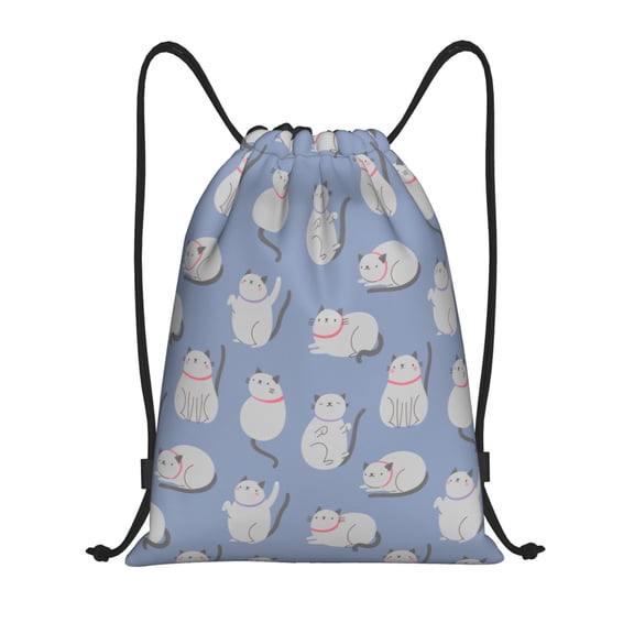Kdxio Cute Fat Cat Print Drawstring Backpack Bag,Waterproof Draw String Back Sack, Gym Drawstring Bags Swim Bag For Unisex