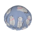 thumbnail image 1 of Kdxio Cute Fat Cat Print Shower Cap for Women,Elastic and Reusable,Double Waterproof Layers Bathing Hat, 1 of 9