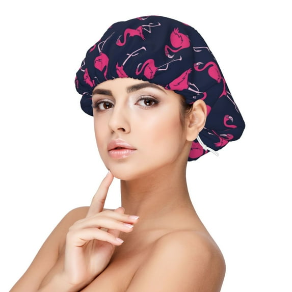 Kdxio Cute Flamingo Pattern Satin Bonnet Silk Bonnet Hair Bonnet for Sleeping Hair Bonnets for Women Curly Natural Hair