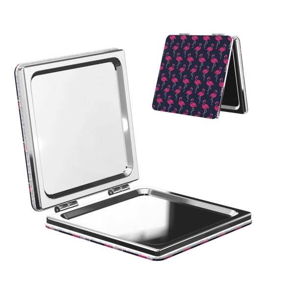 Kdxio Cute Flamingo Pocket Mirror, 1X/2X Travel Makeup Mirror 2-Sided Folding Small Mirror Portable Double-Sided Magnifying Cosmetic Mirror for Gift-Square