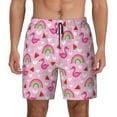 thumbnail image 1 of Kdxio Cute Flamingo Print Men's Swim Trunks with Compression Liner 7 Inch Inseam Quick Dry Swim Shorts, 1 of 7