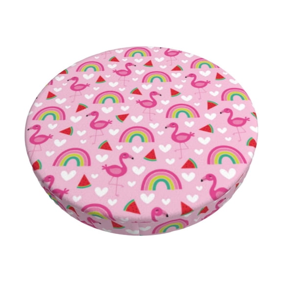 Kdxio Cute Flamingo Print Stool Covers Round,Stretch Round Bar Stool Covers Washable Bar Stool Cushion Slipcover for 12-15 Inch Chair