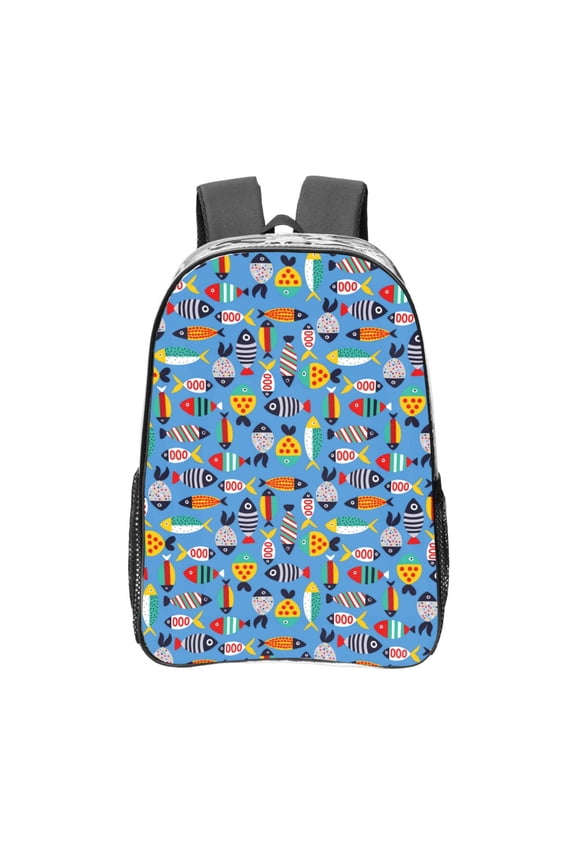 Cute Flat Fish Clear Backpack, Transparent Bookbag for School for Women Men, Capacity Clear Bag for College, Travel