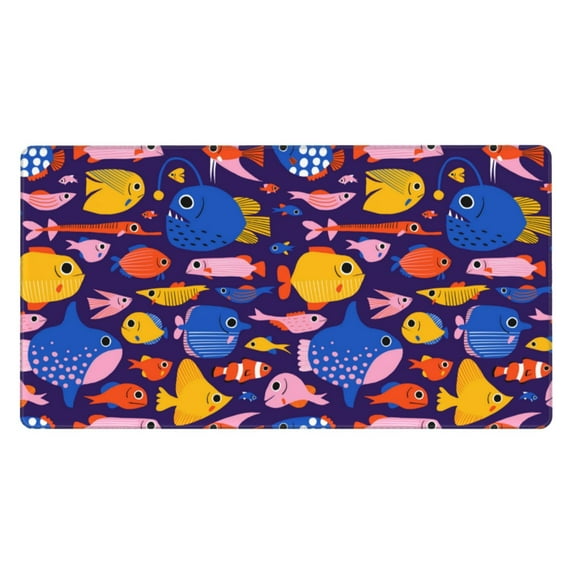 Kdxio Cute Flat Hand Drawn Fishes Print Large Gaming Mouse Pad,Non-Slip Base,Water Resist Keyboard Pad for Gamer,Office & Home,29.5 x 15.8 in