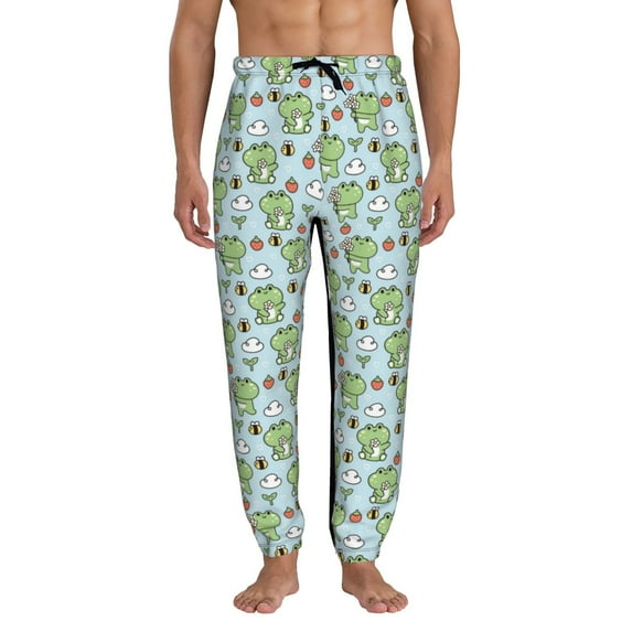 Kdxio Cute Floral Frog Pattern Joggers,Sweatpants for Men with Pockets-Medium