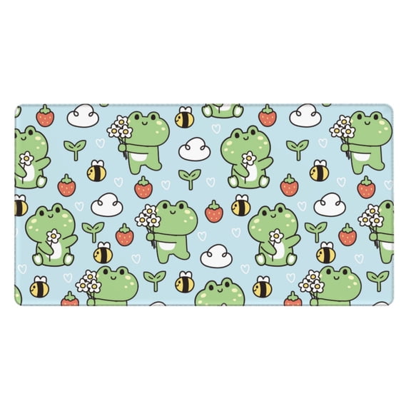 Kdxio Cute Floral Frog Print Large Gaming Mouse Pad,Non-Slip Base,Water Resist Keyboard Pad for Gamer,Office & Home,29.5 x 15.8 in