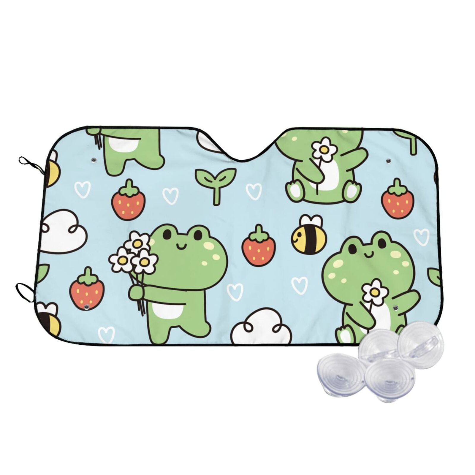 Kdxio Cute Floral Frog Print Windshield Sun Shade,UV Rays and Sun Heat Protection,Sunshade for ...