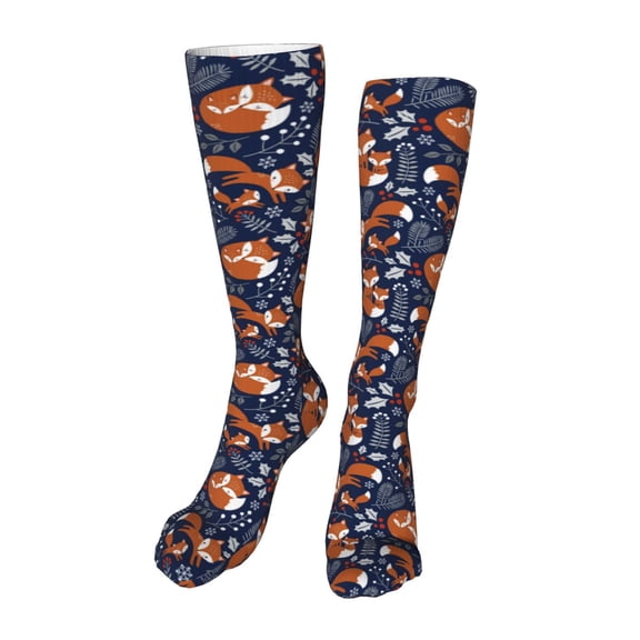 Kdxio Cute Foxes Funny Silky Novelty Funky Long Knee High Socks Soft 3D Print Cosplay Crazy Stockings for Men Women