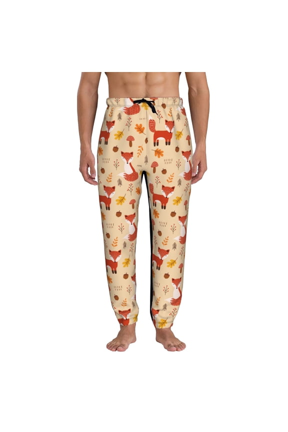 Cute Foxes Pattern Joggers,Sweatpants for Men with Pockets-X-Large